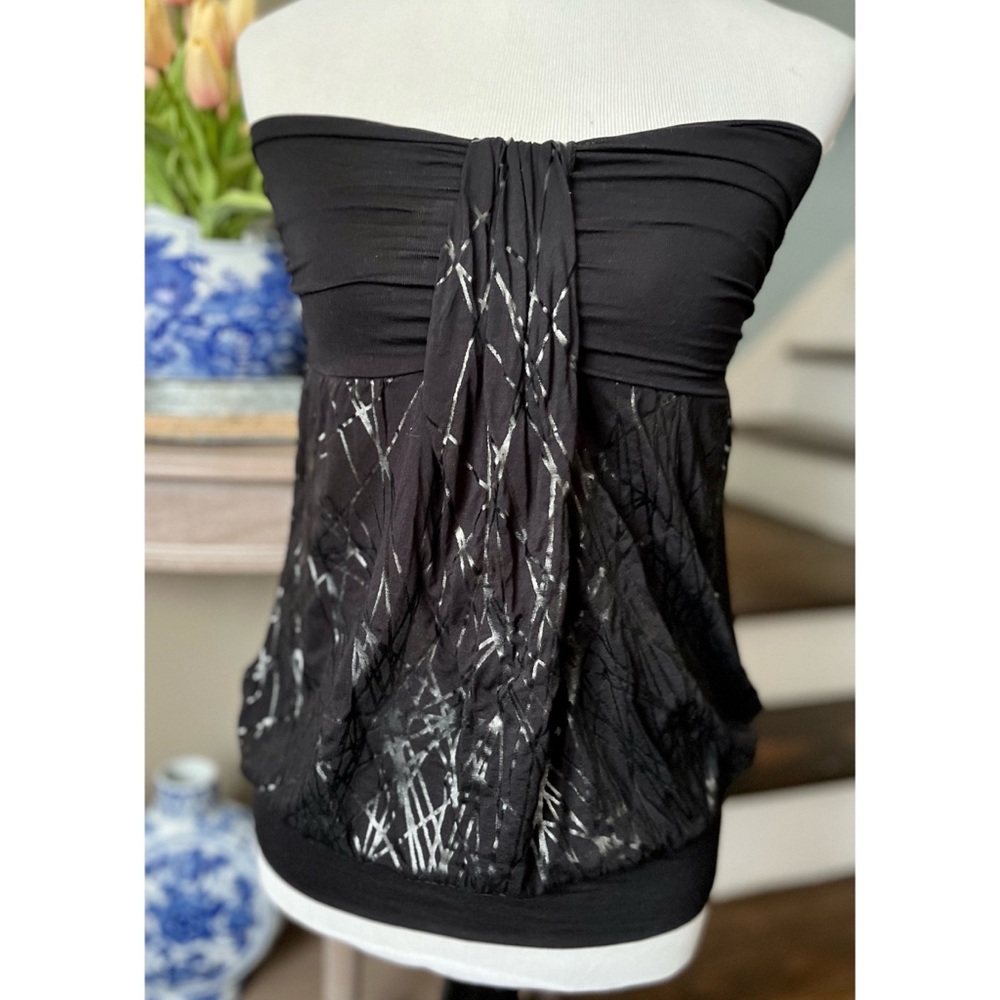 H&M Small Black Cotton Tube Top with elastic waist band.